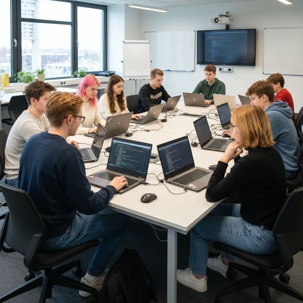 Students coding in TheDevs program